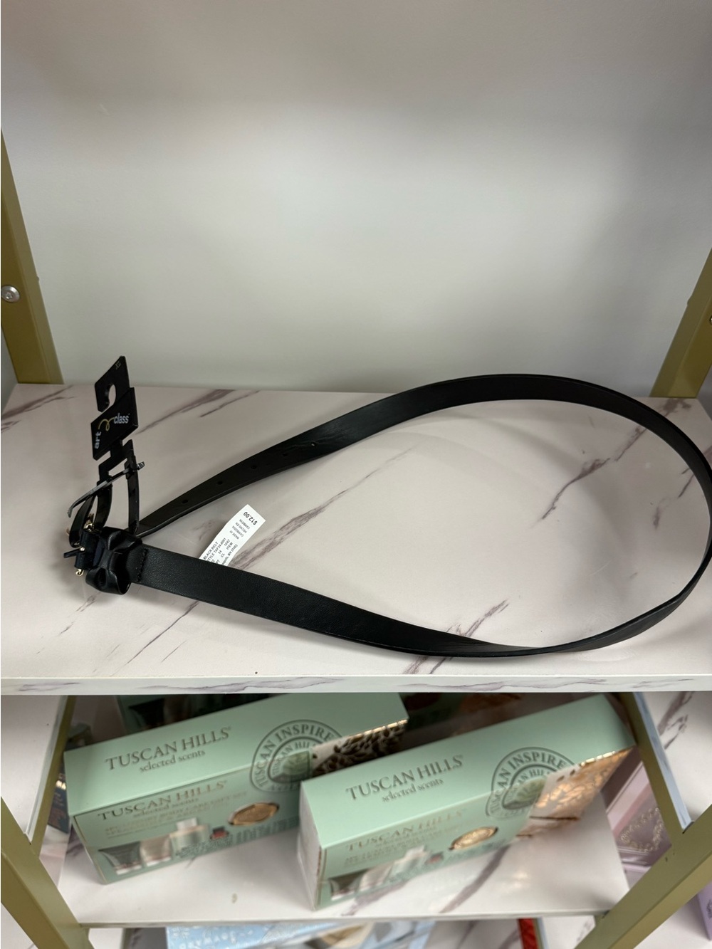 art class Black Faux Leather Belt with Bow Detail